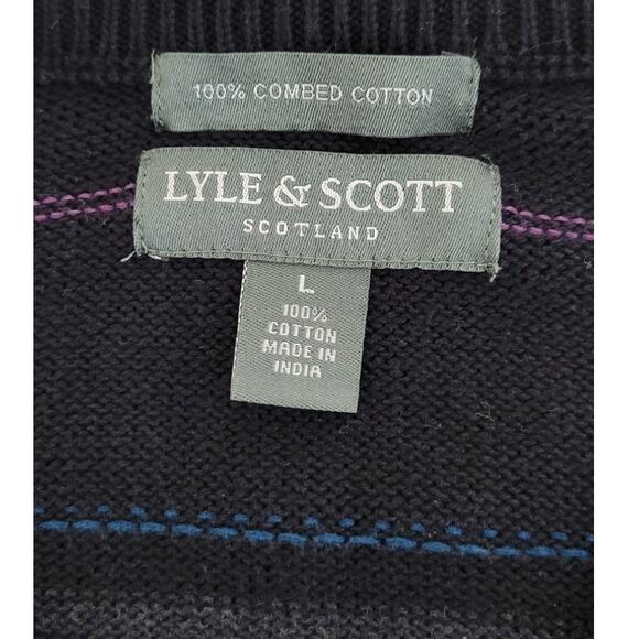 Lyle & Scott Sweater Mens Large 90's Vintage Sweater 100% Cotton Grandpa Dad - Picture 7 of 8